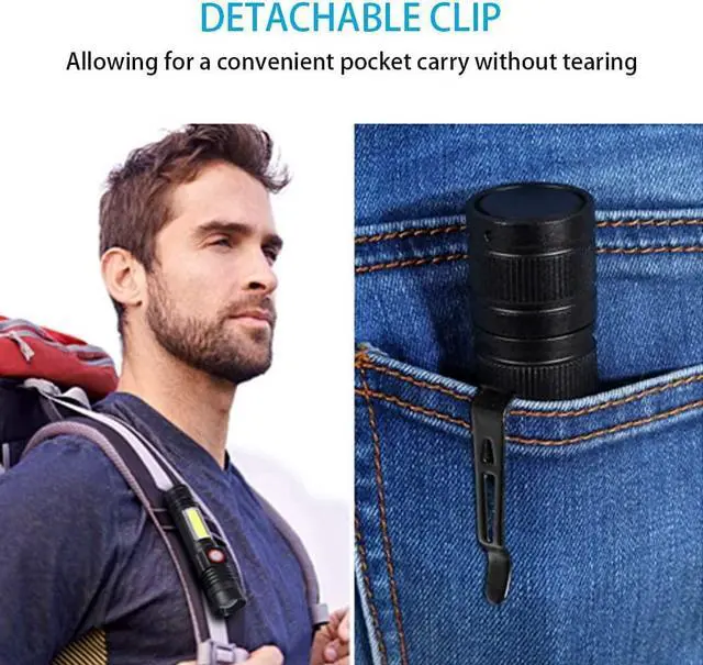 Alt view image 5 of 7 - Flashlight USB Rechargeable Magnetic LED Flashlight Super Bright LED Tactical Flashlight with Cob Sidelight Waterproof Zoomable Best Small LED Flashlight for Camping Emergency Flashlights