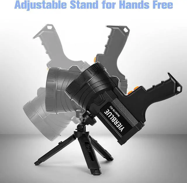 Alt view image 6 of 7 - YIERBLUE Rechargeable spotlight, Super Bright 1000,000 LM LED Flashlight Handheld spotlight 10000mAh Long Lasting Large Flashlight Searchlight and Flood Camping Flashlight with Foldable Tripod Black