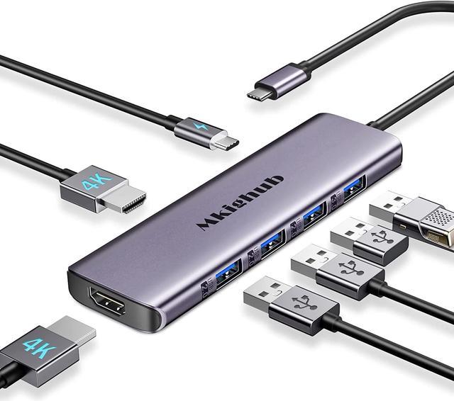 Docking Station USB C to HDMI Adapter, 7 in 1 USB C Hub Dual HDMI Monitors with 4K 30Hz 2 HDMI Port 100W USB 3.0 USB Multi Monitor Adapter