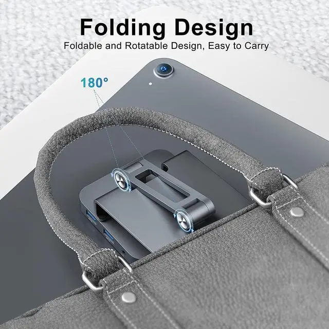 Alt view image 6 of 6 - BYEASY iPad Pro USB C Hub with Stand, 7 in 1 USB-C Docking Station with 4K 30HZ HDMI, 3.5mm Audio Jack, 60W PD Charging, 2 x USB 3.0, SD/TF Card Reader, for iPad Pro 2021-2018/Macbook Pro 2017-2019