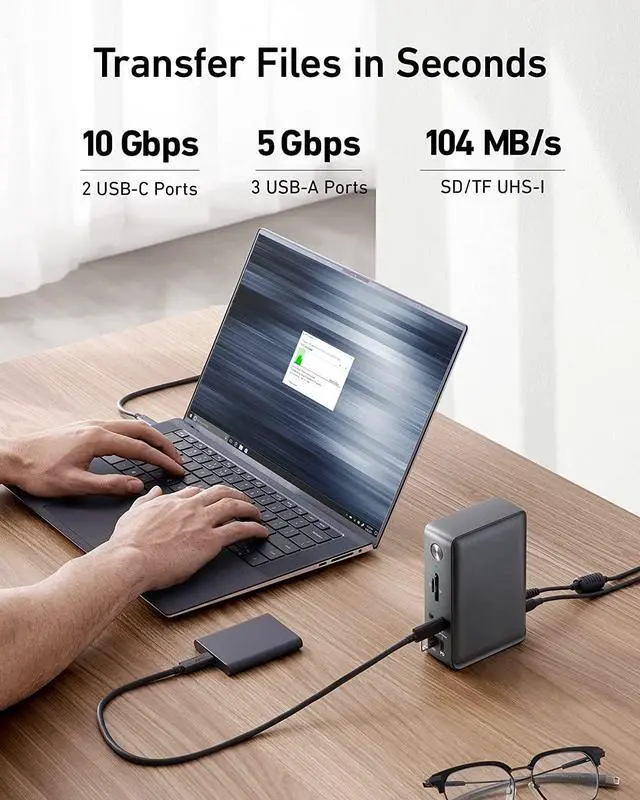 Alt view image 5 of 7 - Anker Docking Station, PowerExpand 13-in-1 USB-C Dock, 85W Charging for Laptop, 18W Charging for Phone, 4K HDMI, 1Gbps Ethernet, Audio, USB-A Gen 1, USB-C Gen 2, SD 3.0 (Doesnt Support MST for macOS)