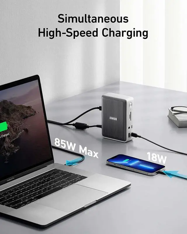 Alt view image 5 of 6 - Anker 577 Thunderbolt Docking Station (13-in-1, Thunderbolt 3) for Thunderbolt Laptops, 85W Charging for Laptop, 18W Charging for Phones, 4K Dual Display, 10 Gbps USB-C Data, Ethernet, Audio, SD 4.0