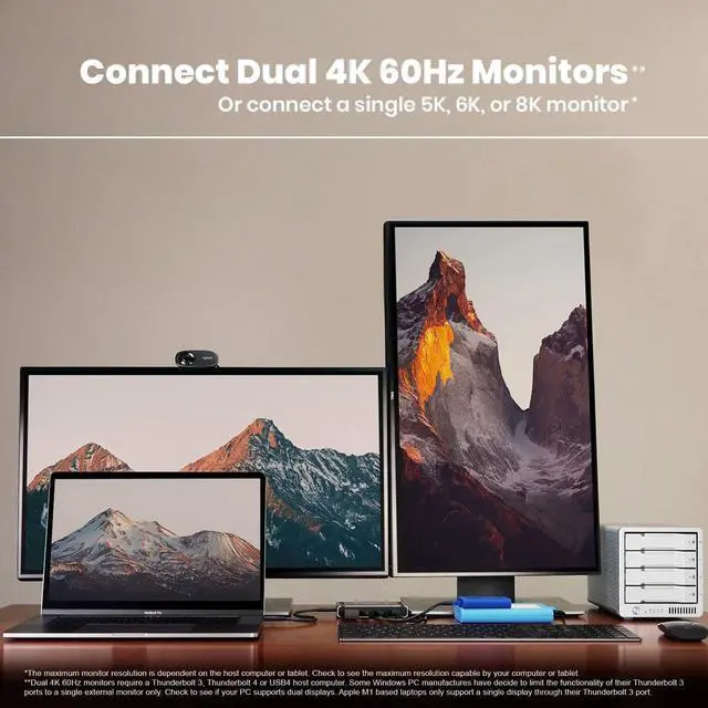 Alt view image 2 of 7 - CalDigit Thunderbolt 4 Element Hub - 4X USB4 Ports, USB 3.2 Gen2 10Gb/s, Single 8K or Dual 4K Displays, 60W Charging, 0.8m Cable