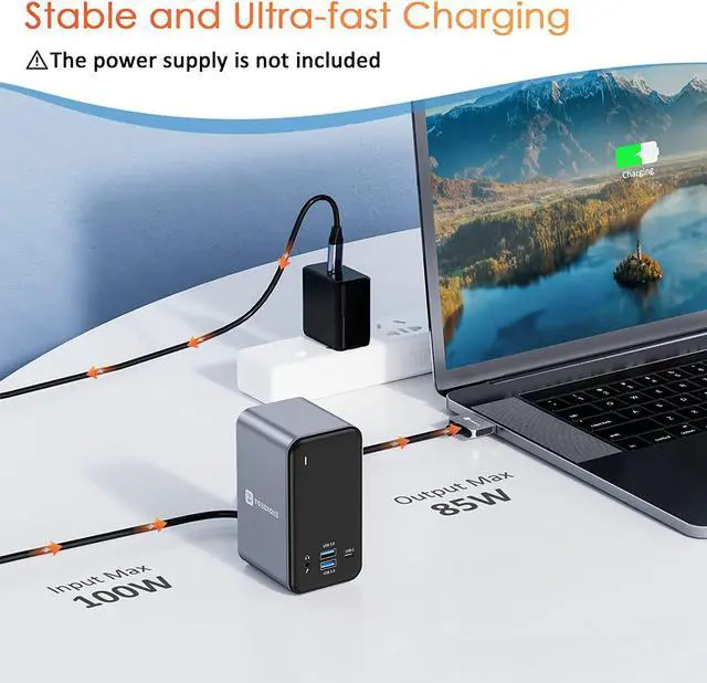 Alt view image 4 of 7 - USB C Docking Station Dual Monitor for MacBook Pro, 15 in 2 USB C Laptop Docking Station Dual Monitor HDMI for MacBook Pro/Air with 2 4K HDMI Display, 6 USB A,USB C, SD&Micro SD,LAN, 87W PD 3.0