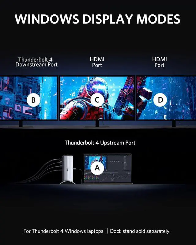 Alt view image 4 of 6 - Anker Apex 12-in-1 Thunderbolt 4 Dock, Max 90W Charging for Laptop, 20W Power Delivery, Single 8K, Triple 4K Display, 2 USB-A 3.1 Gen 2, 2 USB 2.0, Ethernet, Audio, SD 4.0, for Thunderbolt 4 Laptops