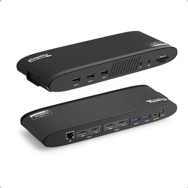 Main image of Plugable 13-in-1 USB C Docking Station Dual Monitor, 100W Charging, Dual 4K Displays 2X HDMI or 2X DisplayPort, Compatible with Mac, Windows, Thunderbolt, USB-C (5X USB, Ethernet, SD Card Reader