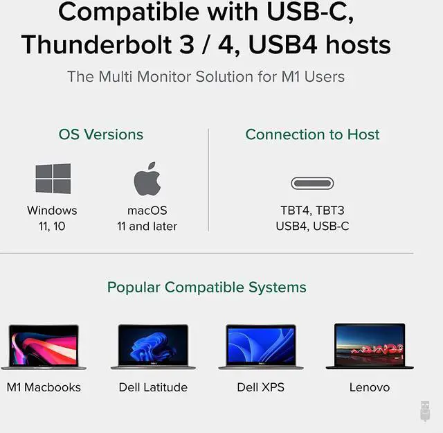 Alt view image 5 of 6 - Plugable 13-in-1 USB C Docking Station Dual Monitor, 100W Charging, Dual 4K Displays 2X HDMI or 2X DisplayPort, Compatible with Mac, Windows, Thunderbolt, USB-C (5X USB, Ethernet, SD Card Reader