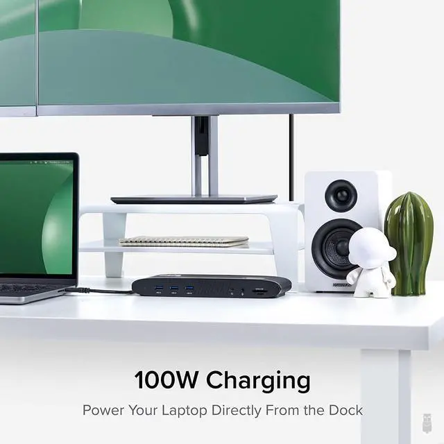 Alt view image 4 of 6 - Plugable 13-in-1 USB C Docking Station Dual Monitor, 100W Charging, Dual 4K Displays 2X HDMI or 2X DisplayPort, Compatible with Mac, Windows, Thunderbolt, USB-C (5X USB, Ethernet, SD Card Reader