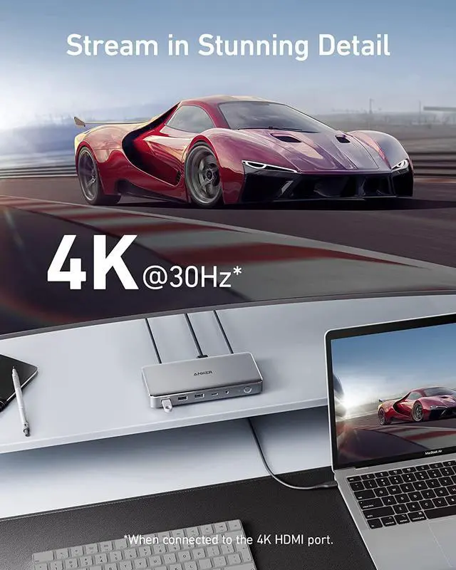 Alt view image 6 of 6 - Anker Triple Display Docking Station for M1 MacBooks, 563 USB C Docking Station (10-in-1), with Dual HDMI Ports and DisplayPort, 100W Charging for Laptop, 30W Charging for Phone, 5 Gbps Data Transfer