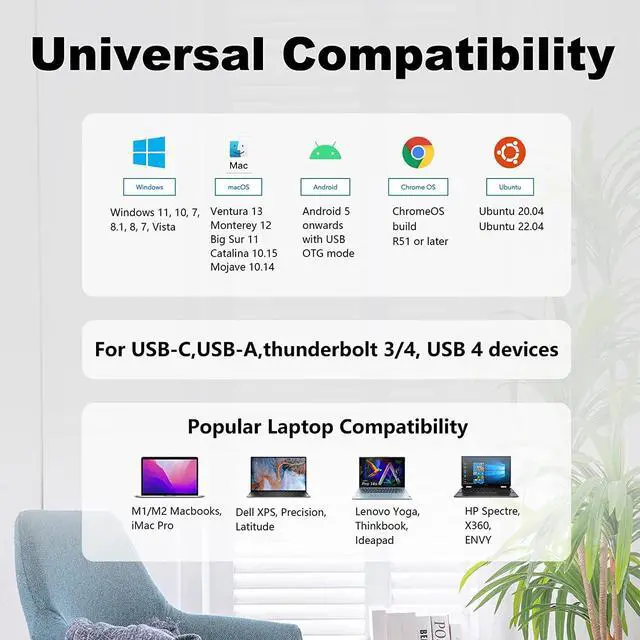 Alt view image 4 of 6 - WAVLINK Universal USB C Laptop Docking Station Dual Monitors 5K/4K@60Hz with 65W Host Charging for Thunderbolt 4/3, USB-C Windows, Mac, Chrome, Ubuntu 20.04,22.04(2HDMI, 2DP, 6USB 3.0, 1Gbps Ethernet