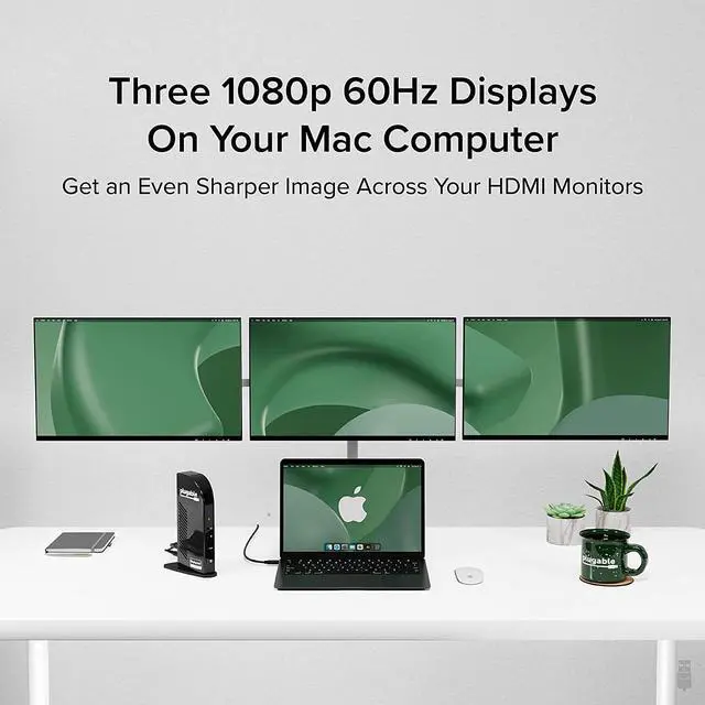 Alt view image 4 of 7 - Plugable 14-in-1 USB C Docking Station with 4X HDMI, Quad Dock with 100W Charging, 4X HDMI Displays, Compatible with Windows, Thunderbolt, USB-C (4X USB, 1x USB-C, Ethernet, SD Card, Audio)