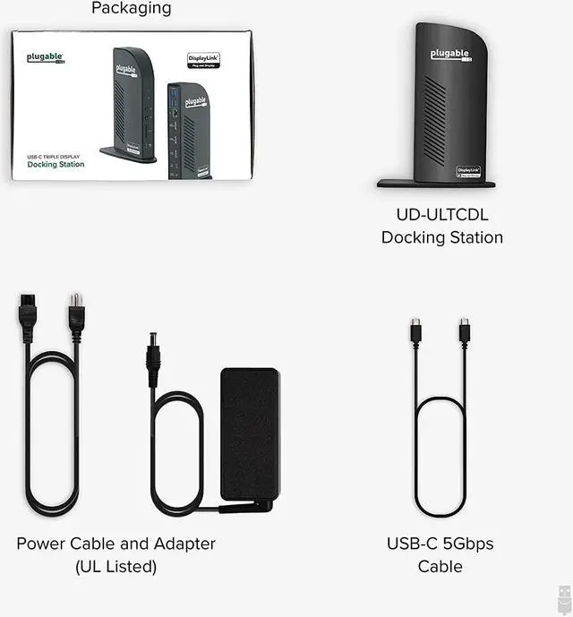 Alt view image 6 of 6 - Plugable 13-in-1 USB-C Triple Monitor Docking Station with 100W Charging, Compatible with Windows, Mac, and Chrome with Thunderbolt or USB-C (3X HDMI, 1x USB-C, 4X USB, Ethernet, SD Card Reader)