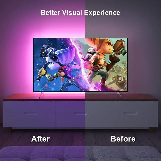 Alt view image 4 of 7 - LED Lights for TV 16.4 ft TV LED Backlight for 55-75 Inch RGB LED Strip Lights Behind TV with APP Remote Control Music Sync Smart Led Ambient Lighting for Bedroom Gaming Room Decor