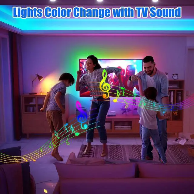 Alt view image 5 of 7 - ICRGB TV LED Backlight 18ft Bluetooth LED Lights for TV 75-85in USB Powered TV Lights Kit with Remote and App Control Music Sync Color Change with TV Sound Bias Lighting for HDTV Room Decor
