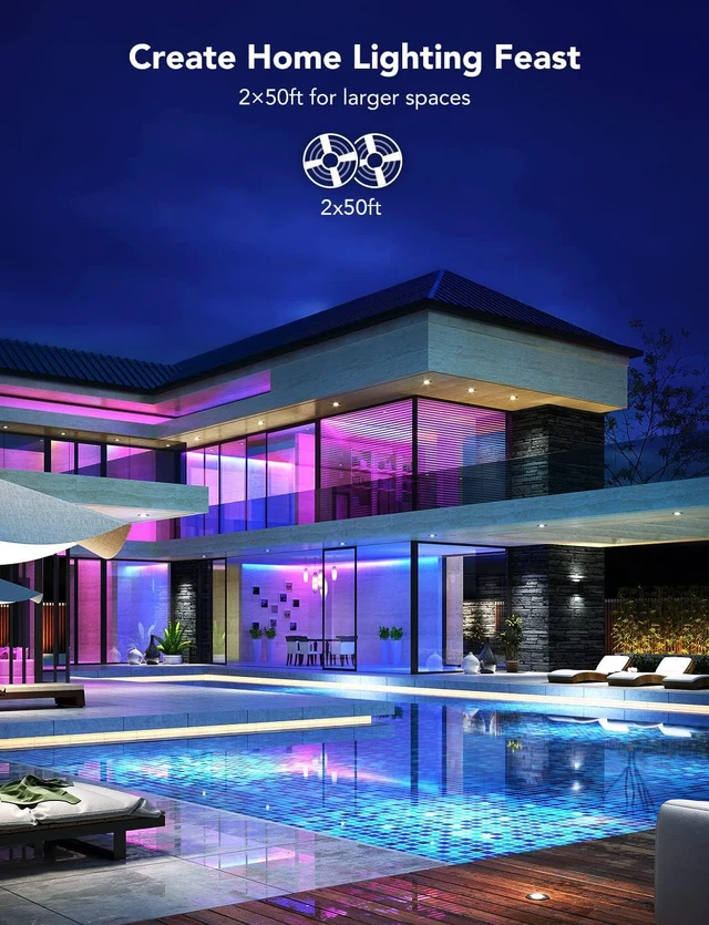 Alt view image 3 of 7 - 100ft RGBIC LED Strip Lights LED Lights for Bedroom APP Control