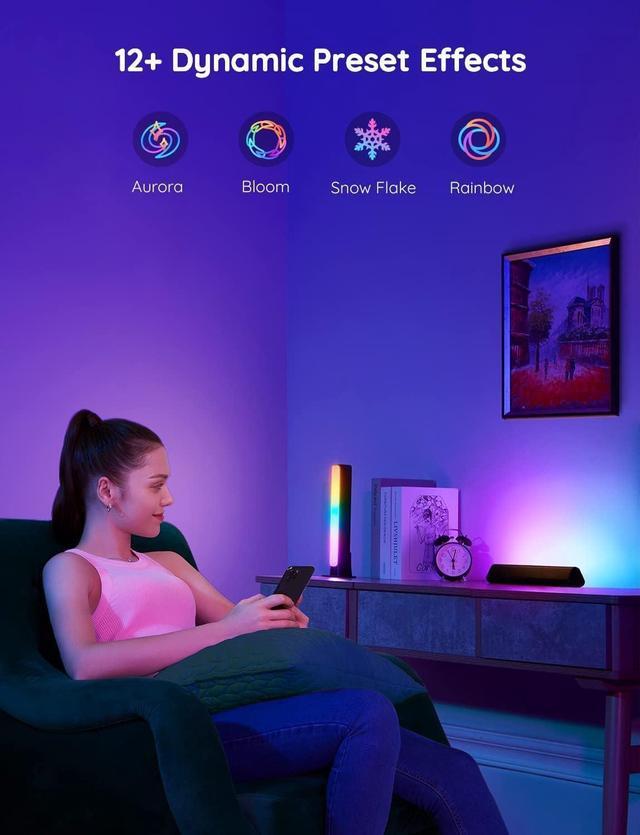 Alt view image 7 of 7 - Smart LED Light Bars Work with Alexa and Google Assistant RGBICWW WiFi TV Backlights with Scene and Music Modes for Gaming Pictures PC Room Decoration