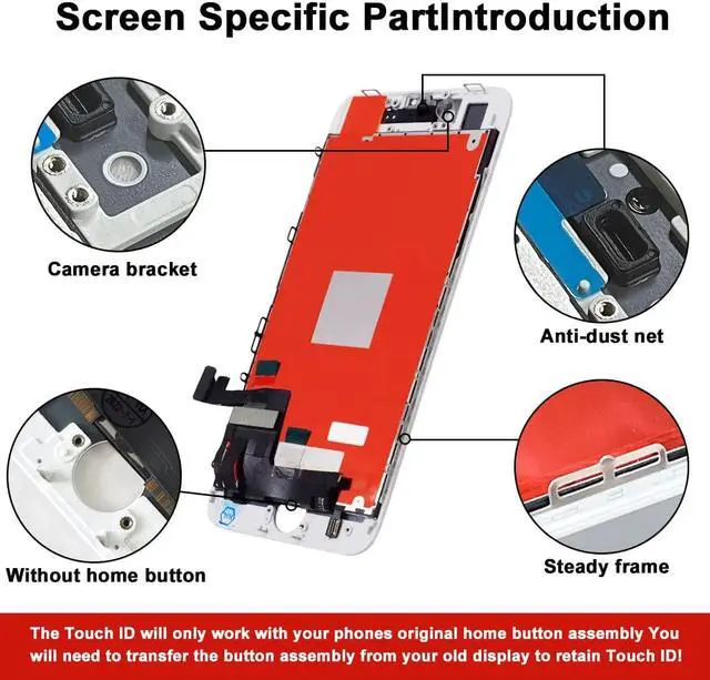 Alt view image 2 of 7 - for iPhone 8/SE 2020 LCD Screen Replacement White 4.7 Inch Frame Assembly Display 3D Touch Screen Digitizer with Repair Tools Kit Tempered Glass Screen Protector for A1863, A1905, A1906