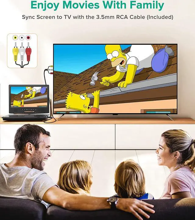 Alt view image 2 of 7 - Portable DVD Player Car Headrest Video Player with 10.5" Swivel Screen, 5-Hours Rechargeable Battery, Car Headrest Holder, Dual Speakers, Support USB/SD Card/Sync TV, All Regions