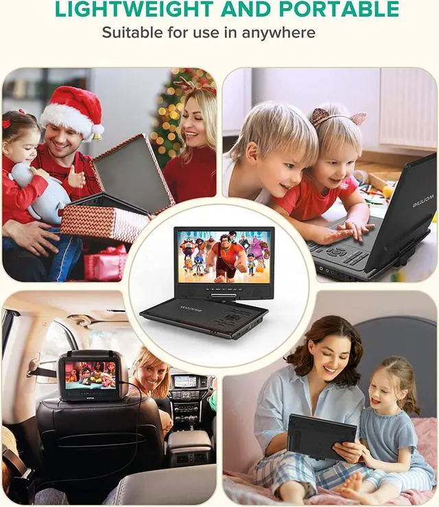 Alt view image 7 of 7 - Portable DVD Player Car Headrest Video Player with 10.5" Swivel Screen, 5-Hours Rechargeable Battery, Car Headrest Holder, Dual Speakers, Support USB/SD Card/Sync TV, All Regions