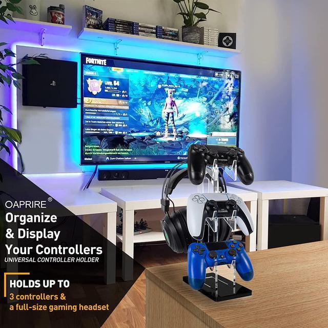 Alt view image 2 of 7 - OAPRIRE Universal 3 Tier Controller Holder and Headset Stand for PS4 PS5 Xbox ONE Switch, Controller Stand Gaming Accessories, Build Your Game Fortresses (Black)
