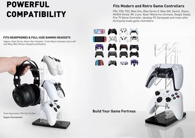 Alt view image 4 of 7 - OAPRIRE Universal 3 Tier Controller Holder and Headset Stand for PS4 PS5 Xbox ONE Switch, Controller Stand Gaming Accessories, Build Your Game Fortresses (Black)