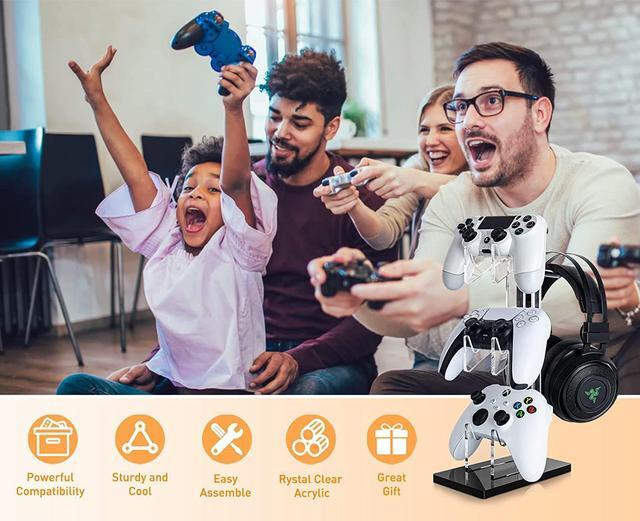 Alt view image 7 of 7 - OAPRIRE Universal 3 Tier Controller Holder and Headset Stand for PS4 PS5 Xbox ONE Switch, Controller Stand Gaming Accessories, Build Your Game Fortresses (Black)