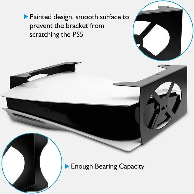 Alt view image 7 of 7 - FLEXI RODS Under Desk Holder for PS5, Stealth Mount for PS5, Metal Stand Compaitble with PS5 Disc & Digital Edition Console