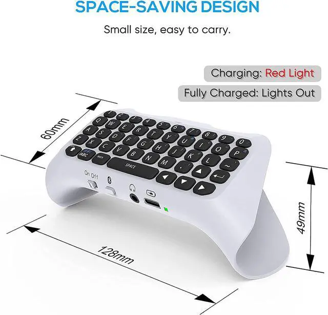 Alt view image 3 of 7 - Wireless Keyboard for PS5/PS5 Pro Controller,Bluetooth 3.0 Mini Chatpad | Message Game Keyboard Keypad Built-in Speaker with 3.5mm Audio Jack for Messaging and Gaming