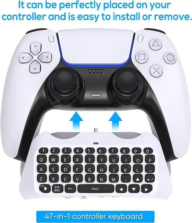 Alt view image 4 of 7 - Wireless Keyboard for PS5/PS5 Pro Controller,Bluetooth 3.0 Mini Chatpad | Message Game Keyboard Keypad Built-in Speaker with 3.5mm Audio Jack for Messaging and Gaming