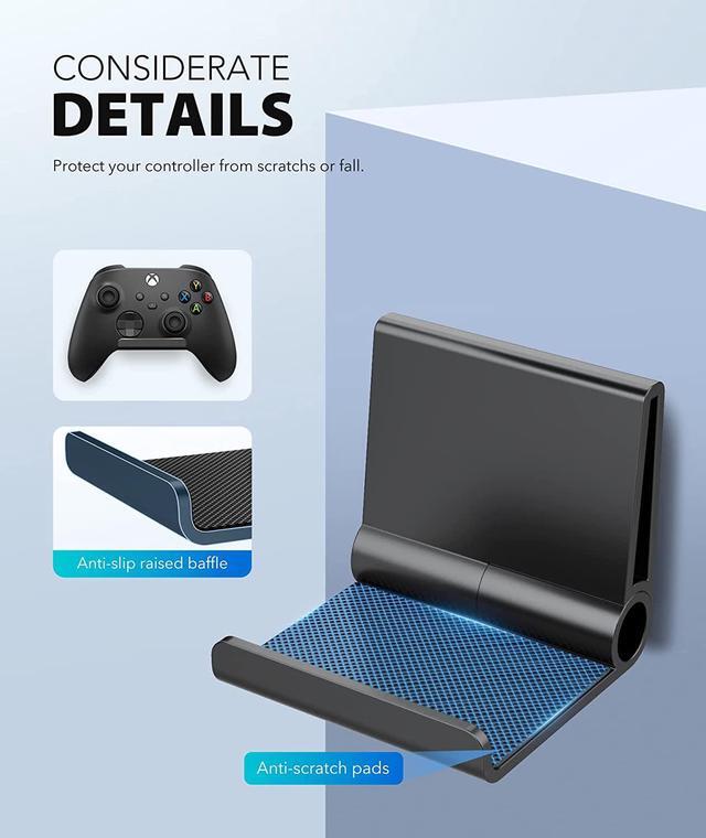 Alt view image 4 of 7 - 4 Pack Foldable Controller Wall Mount Holder for Xbox PS5 PS4 PS3 Switch Pro Strong Adhesive/Screw Upgraded Controller Stand Hanger with Anti-slip Pad Universal Gaming Remote & Headphone Accessories