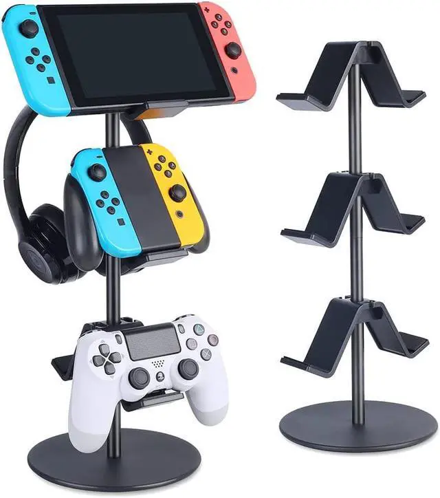 Main image of KELJUN Controller Stand 3 Tier,Headphone Holder, Multi Adjustable Game Controller Headset Hanger for All Universal Gaming PC Accessories, Xbox PS4 PS5 Nintendo Switch(Smart Black)