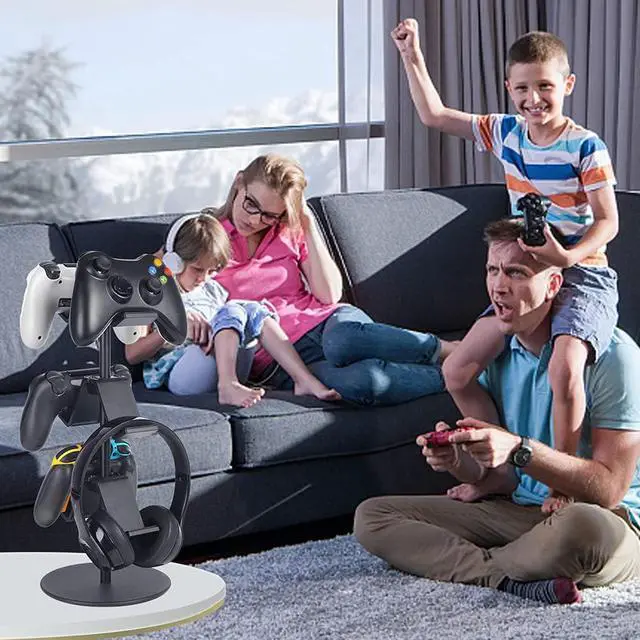 Alt view image 3 of 6 - KELJUN Controller Stand 3 Tier,Headphone Holder, Multi Adjustable Game Controller Headset Hanger for All Universal Gaming PC Accessories, Xbox PS4 PS5 Nintendo Switch(Smart Black)