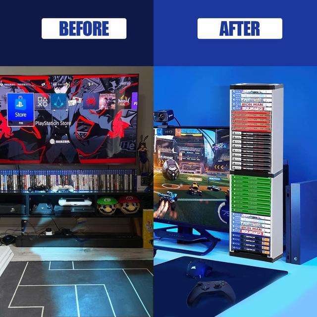 Alt view image 4 of 7 - Nargos Video Game Storage Stand Tower for PS5/ PS4/ PS3/ Xbox Series S & X/Xbox one Game, Universal Game Disc Holder Vertical Stand Organizer Tower