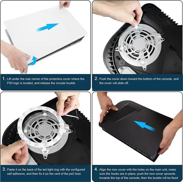 Alt view image 7 of 7 - PS5 Console Plate with Vent and RGB LED Light Strip, SIKEMAY Accessories 400+ Effects LED Light Ring Console Cover for Playstation 5, PS5 Side Plate Hard Shockproof Anti-Scratch Shell