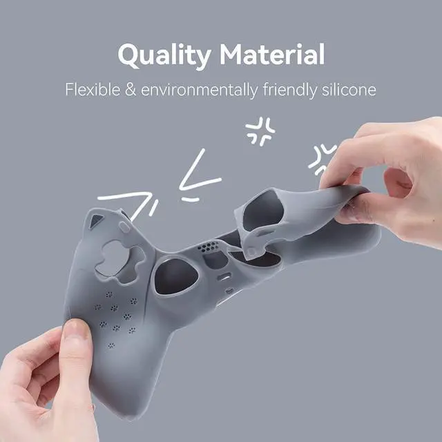 Alt view image 5 of 7 - GeekShare Grey Cat Paw PS5 Controller Skin Anti-Slip Silicone Skin Protective Cover Case for Playstation 5 DualSense Wireless Controller (Grey)