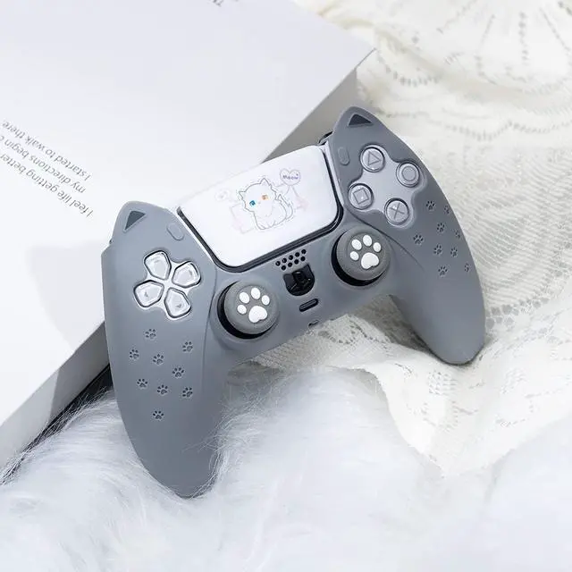 Alt view image 7 of 7 - GeekShare Grey Cat Paw PS5 Controller Skin Anti-Slip Silicone Skin Protective Cover Case for Playstation 5 DualSense Wireless Controller (Grey)