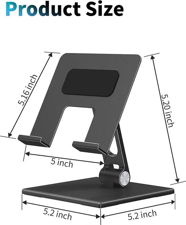 Alt view image 3 of 7 - Tablet Stand for Desk, Stable Tablet Holder with Heavy and Thickened Metal Base for Large Tablet Device, Multi-Angles Adjustable and Foldable, Universal Supports 4-13.3 Inches Tablet, Black