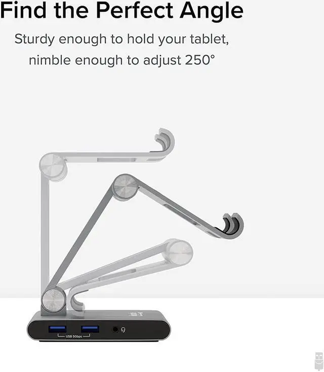 Alt view image 7 of 7 - Plugable 8-in-1 USB C Hub for iPad with Stand, 100W Pass-Through Charging, USB C Docking Station for iPad, 1x HDMI, 2X USB, Audio, SD, Driverless, Compatible with Windows, iPadOS, Phones, Tablets