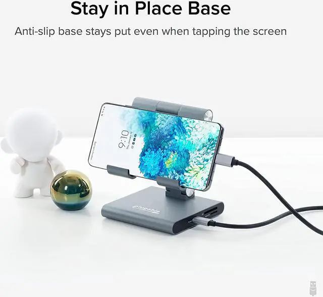 Alt view image 6 of 7 - Plugable 8-in-1 USB C Hub for iPad with Stand, 100W Pass-Through Charging, USB C Docking Station for iPad, 1x HDMI, 2X USB, Audio, SD, Driverless, Compatible with Windows, iPadOS, Phones, Tablets