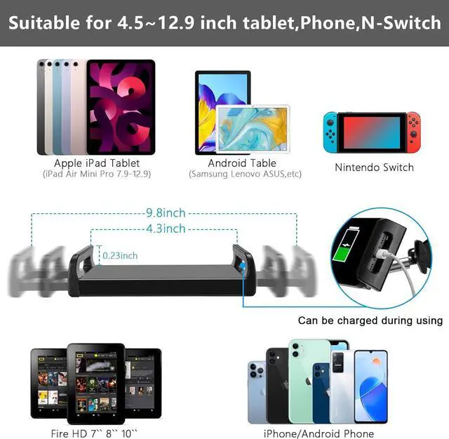 Alt view image 7 of 7 - Tablet Floor Stand Adjustable Universal 360-degree Rotatable Metal Tablet Holder Phone Stand for iPad/iPhoneX/iPad Pro or Other 4.7~12.9 Inch-Screen Devices (Black)