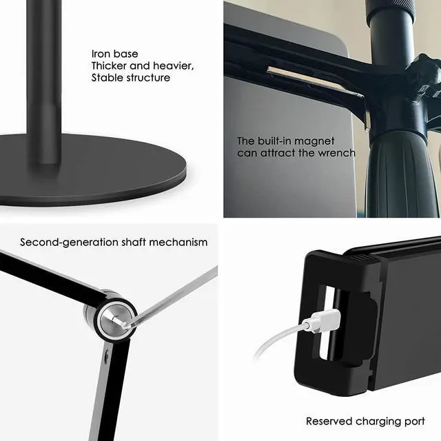 Alt view image 6 of 7 - 3-in-1 Selfie Desktop Live Stand, Height Adjustable/Overhead, 8" LED Ring Light, Compatible with 3.5-13" Tablet& Phone, Suitable for YouTube/Tiktok/Recording/Streaming/Online Meeting-B