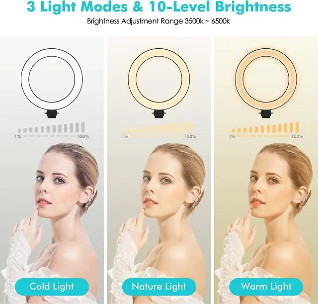 Alt view image 4 of 7 - 3-in-1 Selfie Desktop Live Stand, Height Adjustable/Overhead, 8" LED Ring Light, Compatible with 3.5-13" Tablet& Phone, Suitable for YouTube/Tiktok/Recording/Streaming/Online Meeting-B