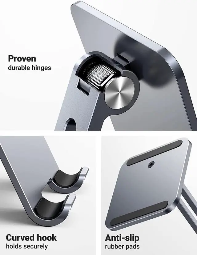 Alt view image 6 of 7 - Tablet Stand Compatible for iPad Desk Stand Holder Adjustable Aluminum Thicker Base Compatible with 2024 iPad Pro 13 12.9 11 Inch iPad Air 13 11 Mini for Home Office Desk Accessories Grey