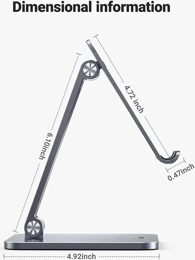 Alt view image 7 of 7 - Tablet Stand Compatible for iPad Desk Stand Holder Adjustable Aluminum Thicker Base Compatible with 2024 iPad Pro 13 12.9 11 Inch iPad Air 13 11 Mini for Home Office Desk Accessories Grey