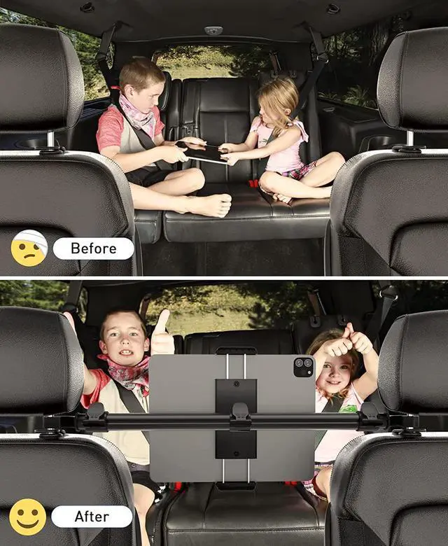 Alt view image 7 of 7 - Car Tablet Holder Mount for iPad: Headrest Tablet Stand for Car Back Seat Compatible with iPad Pro Air Mini | Galaxy Tab | Kindle Fire HD | Switch OLED or Other 4.7-16.1 Devices