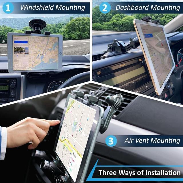 Alt view image 5 of 7 - 3-in-1 Heavy Duty Dashboard Tablet Holder for Car Windshield Suction Cup Car Mount & Air Vent Mount for Truck Car for iPad Pro iPad Mini Galaxy Tab for All iPad 6- 12.9 Tablets