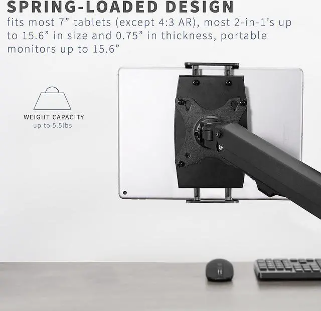 Alt view image 3 of 7 - Universal VESA Mount Adapter for Tablets 2-in-1 Laptops & 15.6 inch Portable Monitors Max VESA 100x100 Adjustable Laptop Holder Black MOUNT-UVM02