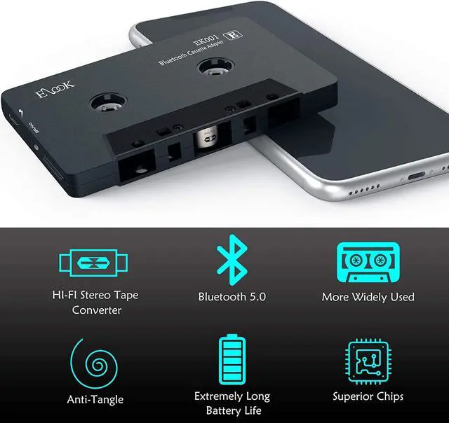Alt view image 2 of 7 - Car Audio Receiver Bluetooth Cassette Receiver Tape Aux Adapter Player with Bluetooth 5.0