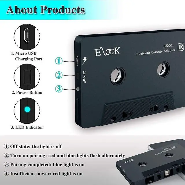 Alt view image 5 of 7 - Car Audio Receiver Bluetooth Cassette Receiver Tape Aux Adapter Player with Bluetooth 5.0