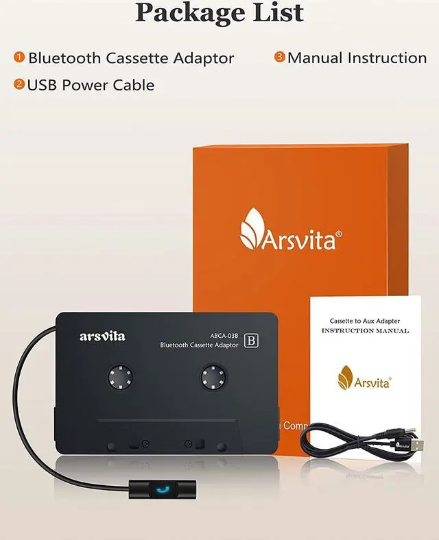 Alt view image 7 of 7 - Arsvita Car Audio Bluetooth Cassette Receiver Tape Player Bluetooth 5.0 Cassette Aux Adapter